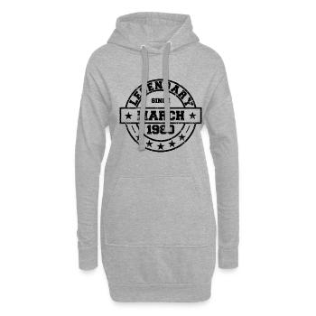 Legendary since March 1980 - Geburtstag - Hoodie-Kleid - Grau meliert - Vorne