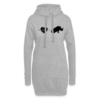 Nashorn Herzschlag - Hoodie-Kleid - Grau meliert - Vorne