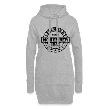 Légendaire depuis novembre 1991 - Anniversaire - Sweat-shirt à capuche long Femme - gris chiné - Devant