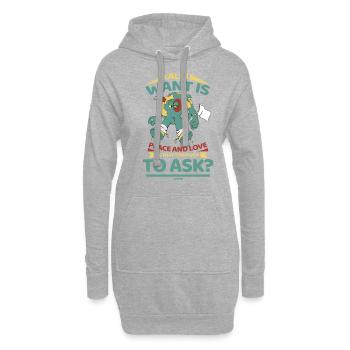 Die Erde möchte den Weltfrieden - Hoodie-Kleid - Grau meliert - Vorne