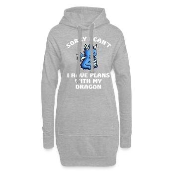 Désolé, je ne peux pas avoir de plans avec mon dragon - Sweat-shirt à capuche long Femme - gris chiné - Devant