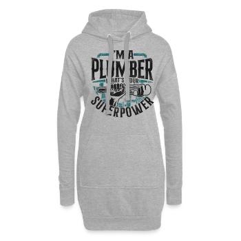 Plombier de plomberie vintage Je suis un - Sweat-shirt à capuche long Femme - gris chiné - Devant