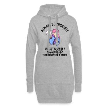 Always Be Yourself Gamer - Hoodie-Kleid - Grau meliert - Vorne
