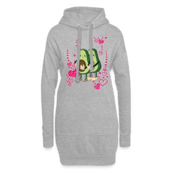 vegan Avocado Mama Papa Baby - Hoodie-Kleid - Grau meliert - Vorne