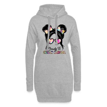 Un écolier prêt à écraser un élève de première année - Sweat-shirt à capuche long Femme - gris chiné - Devant