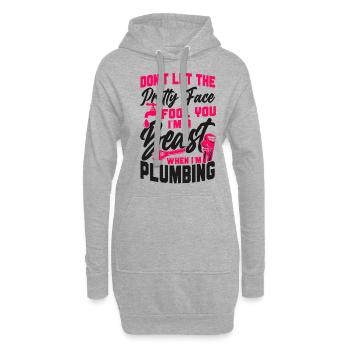 Plombier de plomberie femme Ne laissez pas - Sweat-shirt à capuche long Femme - gris chiné - Devant