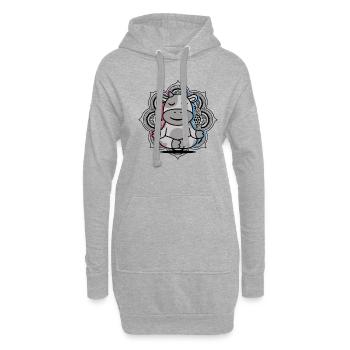 Yoga Rind Mandala Lotusblume Meditation Kuh - Hoodie-Kleid - Grau meliert - Vorne