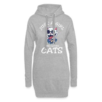Juste une fille qui aime les chats - Sweat-shirt à capuche long Femme - gris chiné - Devant