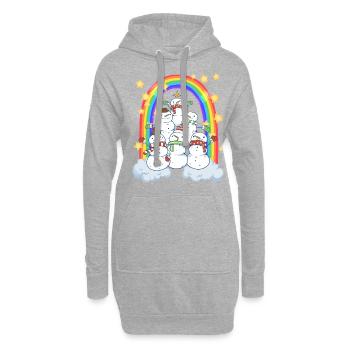 Schneemann Regenbogen Weihnachten - Hoodie-Kleid - Grau meliert - Vorne
