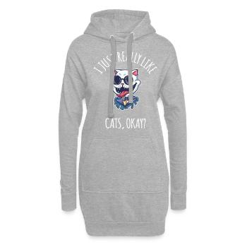 J’aime vraiment les chats, d’accord? - Sweat-shirt à capuche long Femme - gris chiné - Devant