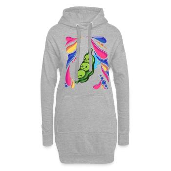Erbse Gemüse Vegan bunt - Hoodie-Kleid - Grau meliert - Vorne