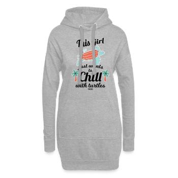 Se détendre avec les tortues dans la mer - Sweat-shirt à capuche long Femme - gris chiné - Devant