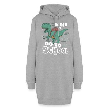 T-Rex Dinosaurier Schule - Hoodie-Kleid - Grau meliert - Vorne