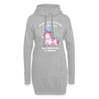 Pferde sind niedlich ich bin niedlich also bin ich - Hoodie-Kleid - Grau meliert - Vorne