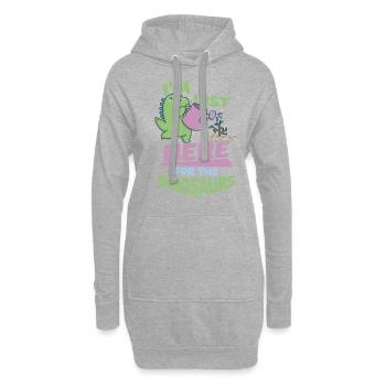 I'm Just Here For The Dinosaurs - Hoodie-Kleid - Grau meliert - Vorne
