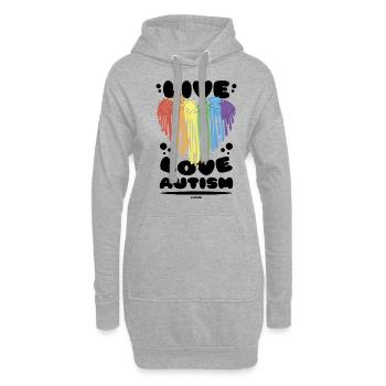 Autismus Liebe Herz Regenbogen - Hoodie-Kleid - Grau meliert - Vorne