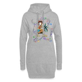 cooler Hahn tanzt auf Party zur Musik - Hoodie-Kleid - Grau meliert - Vorne