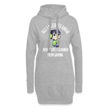 All I Need To Know About Life Gaming - Hoodie-Kleid - Grau meliert - Vorne