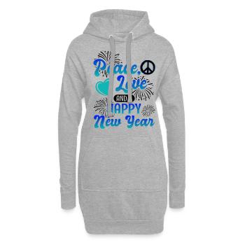 Réveillon du Nouvel An, Paix, Amour, Bonne Année - Sweat-shirt à capuche long Femme - gris chiné - Devant