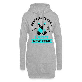 Réveillon du Nouvel An, Paix, Amour, Bonne Année - Sweat-shirt à capuche long Femme - gris chiné - Devant