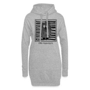 Eule oder Uhu im afrikanischen Zebra-Design - Hoodie-Kleid - Grau meliert - Vorne