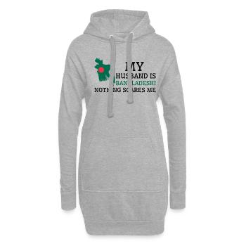 Rien ne me fait peur mari bangladais - Sweat-shirt à capuche long Femme - gris chiné - Devant