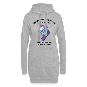 Einhorn liebt Wintersport - Hoodie-Kleid - Grau meliert - Vorne