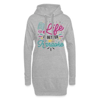 Karaoké Chanteur 80s Retro La vie est - Sweat-shirt à capuche long Femme - gris chiné - Devant