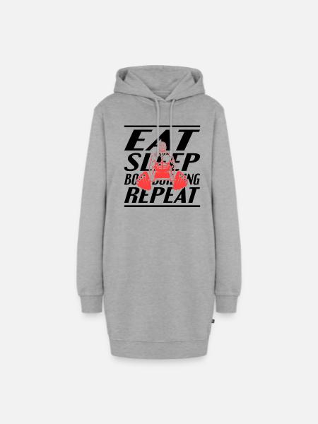 Essen Schlafen Bodybuilding - Hoodie-Kleid - Grau meliert