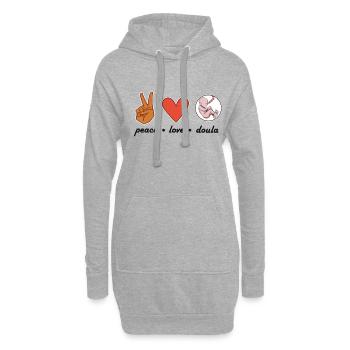 Peace Love Doula Hebamme - Hoodie-Kleid - Grau meliert - Vorne