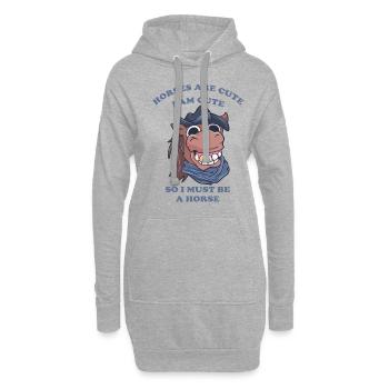 Pferde sind niedlich ich bin niedlich also bin ich - Hoodie-Kleid - Grau meliert - Vorne