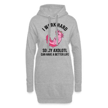 I Work Hard So My Axolotl Can Have - Hoodie-Kleid - Grau meliert - Vorne