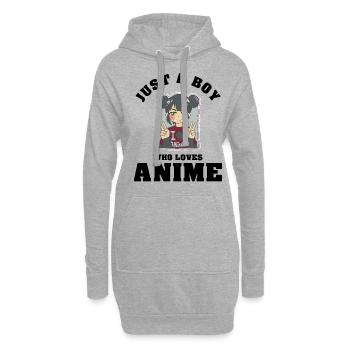 Just A Boy Who Loves Anime - Hoodie-Kleid - Grau meliert - Vorne