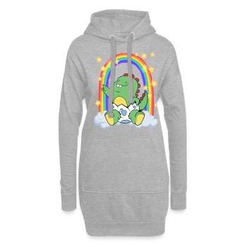 Baby Dino LGBTQ Regenbogen Pride Diversity - Hoodie-Kleid - Grau meliert - Vorne