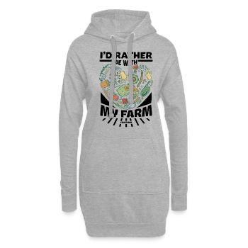 Je préfère être avec ma ferme - Sweat-shirt à capuche long Femme - gris chiné - Devant