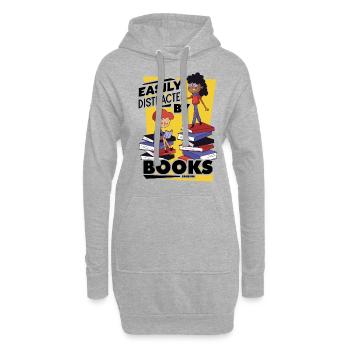 Facilement distrait par les livres - Sweat-shirt à capuche long Femme - gris chiné - Devant