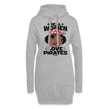 Les vraies femmes aiment les pirates - Sweat-shirt à capuche long Femme - gris chiné - Devant