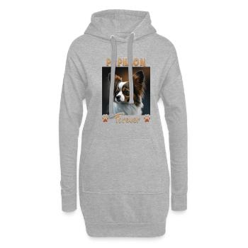 Hunde Spruch Papillon Design für Hundeliebhaber - Hoodie-Kleid - Grau meliert - Vorne