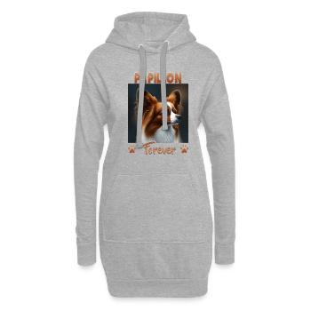 Hunde Spruch Papillon Design für Hundeliebhaber - Hoodie-Kleid - Grau meliert - Vorne