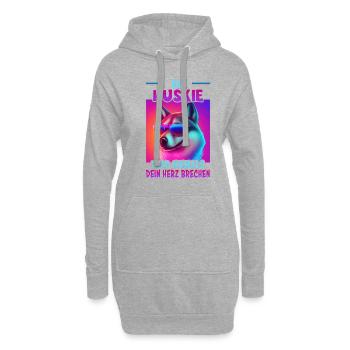 Hunde Spruch Huskie Design für Hundeliebhaber - Hoodie-Kleid - Grau meliert - Vorne
