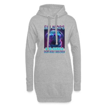 Hunde Spruch Pug Design für Hundeliebhaber - Hoodie-Kleid - Grau meliert - Vorne
