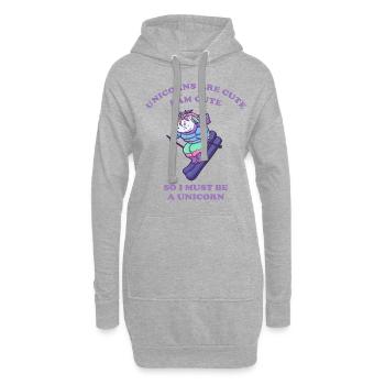 Je suis une licorne quand je skie - Sweat-shirt à capuche long Femme - gris chiné - Devant