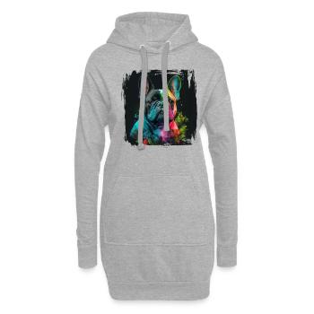 Chiens Français Bulldog Amateurs de chiens - Sweat-shirt à capuche long Femme - gris chiné - Devant