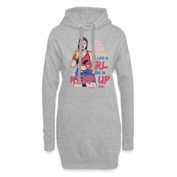 Je sais que je frappe comme une fille essaie de suivre - Sweat-shirt à capuche long Femme - gris chiné - Devant