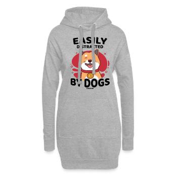 Facilement distrait par les chiens - Sweat-shirt à capuche long Femme - gris chiné - Devant