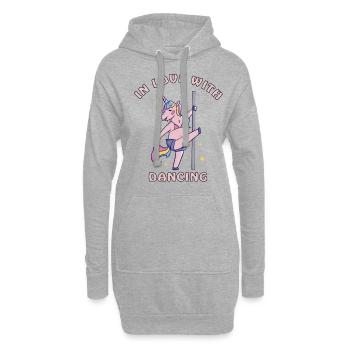 Amoureux de la danse pole dance licorne - Sweat-shirt à capuche long Femme - gris chiné - Devant
