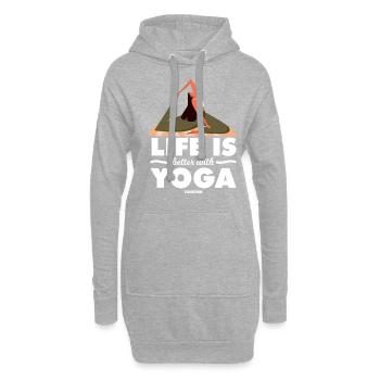 La vie est meilleure avec le yoga - Sweat-shirt à capuche long Femme - gris chiné - Devant