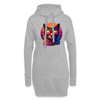 Amoureux des chats Cool Cat Design Cat Mama - Sweat-shirt à capuche long Femme - gris chiné - Devant
