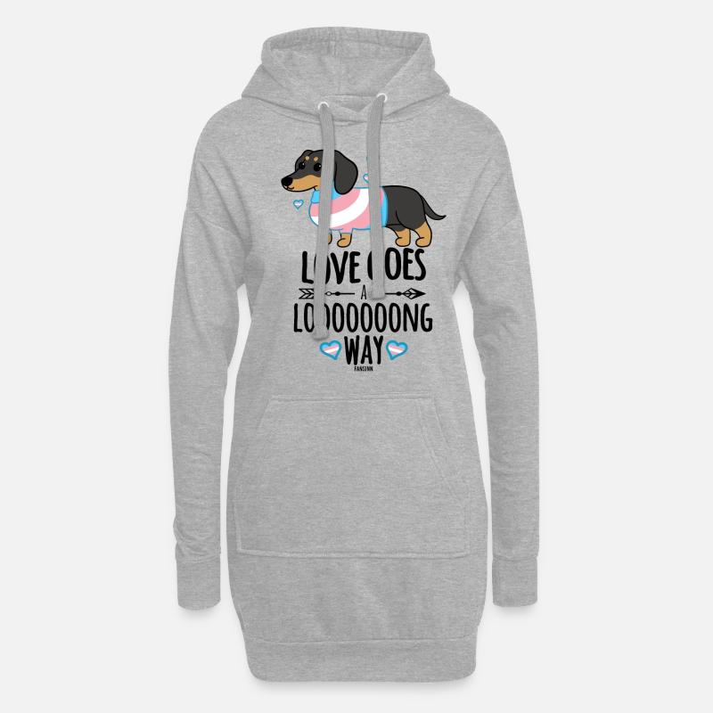 Dackel - Hoodie-Kleid - Grau meliert