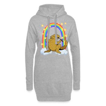 Le dragon barbu aime les sushis à l’arc-en-ciel - Sweat-shirt à capuche long Femme - gris chiné - Devant